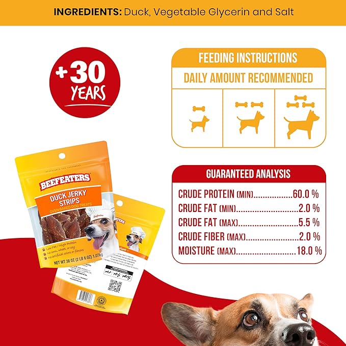 Beefeaters Duck Jerky Strip Treats for Dogs 38 oz