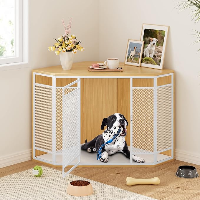 YITAHOME Corner Dog Crate Furniture with Cushion 43.7" Dog