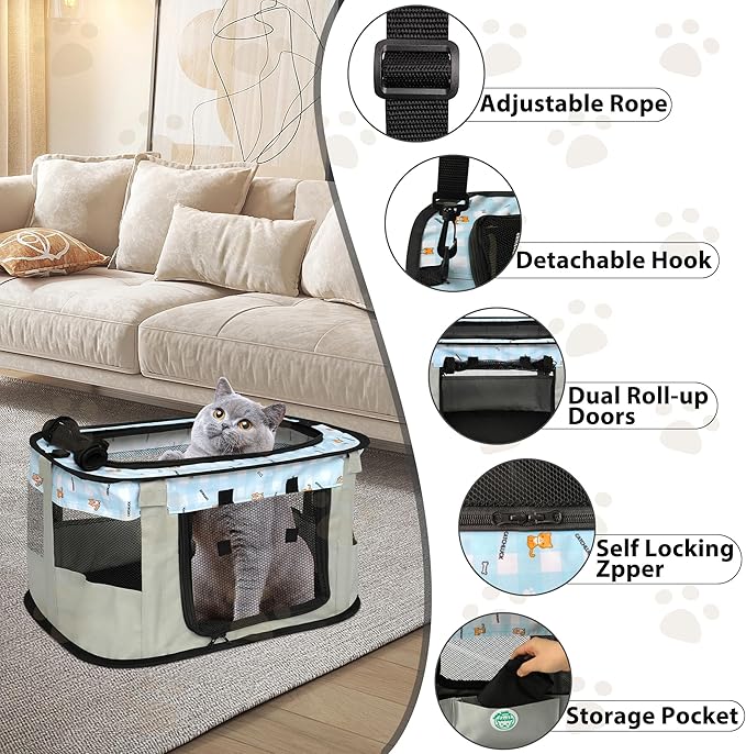 Dog Carriers for Small Dogs Cat Carrier Soft Sided Cat Bag Airline Foldable Pet Travel Carrier Bag with Mat and Carry Bag