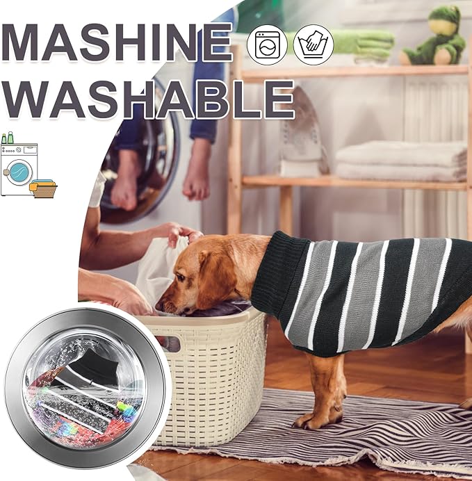 BEAUTYZOO Small Dog Sweater- Striped Pet Sweaters for Spring Summer Dog Clothes, Turtleneck Pullover Knitwear for Small Medium Large Dogs, Warm Coat Easter Outfit for Chihuahua Puppy Cat Boys Girls