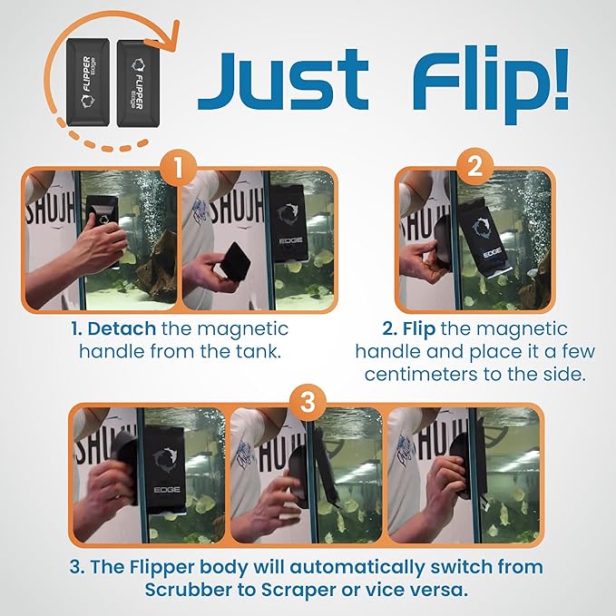 Flipper EDGE 2-in-1 Scrubber Scraper Floating Magnetic Fish Tank Aquarium Cleaner with DUAL BLADES