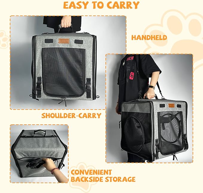 Cat Travel Carrier with Litter Box Portable Single Cat Carriers for Cat and Pet Shelter Ideal for Single Cat Soft Foldable Design with Shoulder Strap