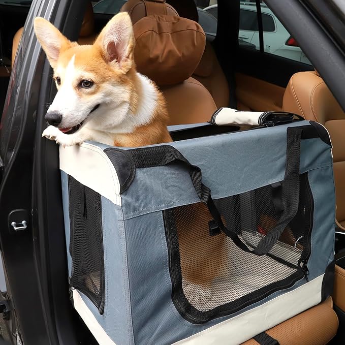 Collapsible Travel Puppy Carrier Dog 23.7 * 16.6 * 17.3in Collapsible Dog Crate Carrier Bag Cat Carrier Soft-Sided Pet Travel Carrier Under 20 lbs Puppy Carrier Bag for Small Medium Large Cats