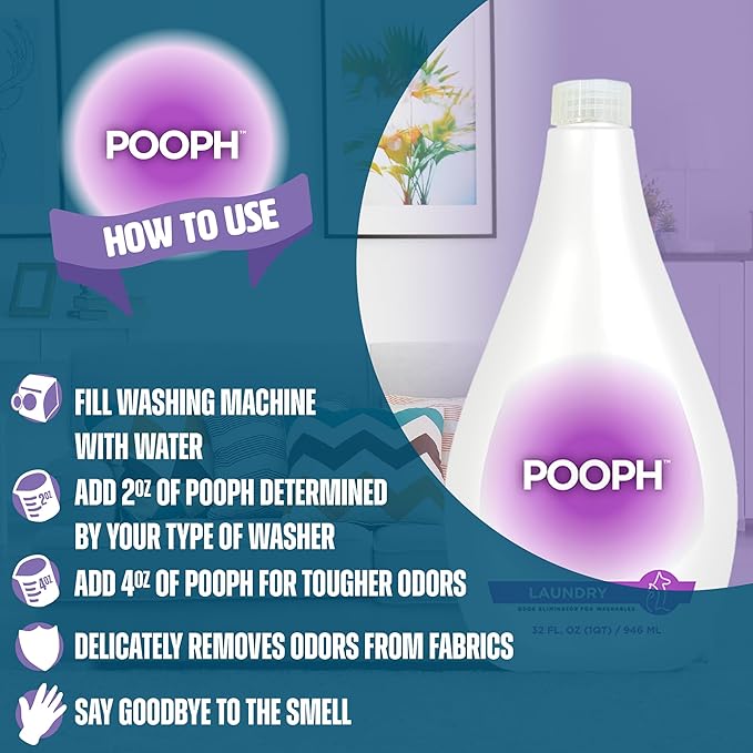 Pooph Pet Odor Eliminator & Pooph Laundry Additive 2-32oz Bottles