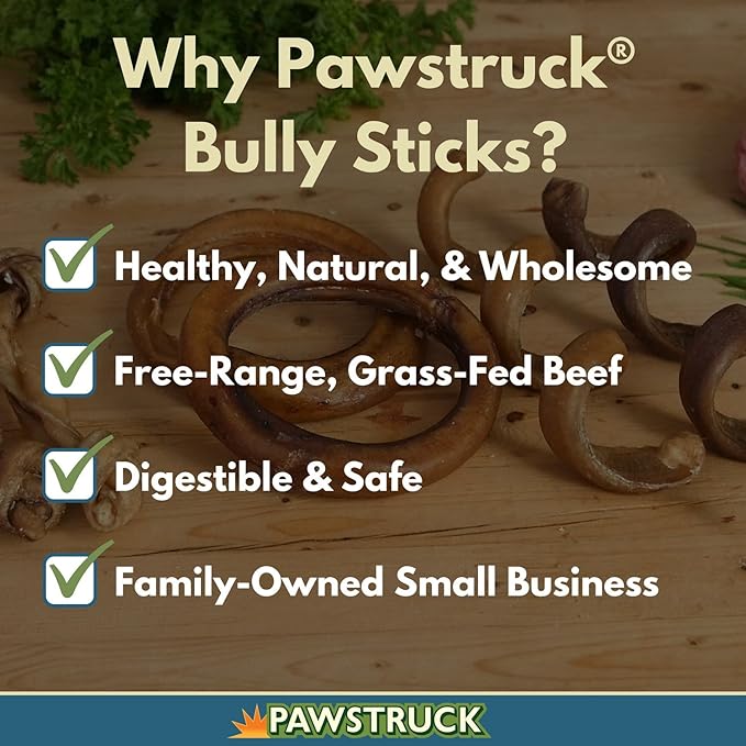 Pawstruck All-Natural 4" Bully Stick Rings for Dogs 100% Beef 25 Pack