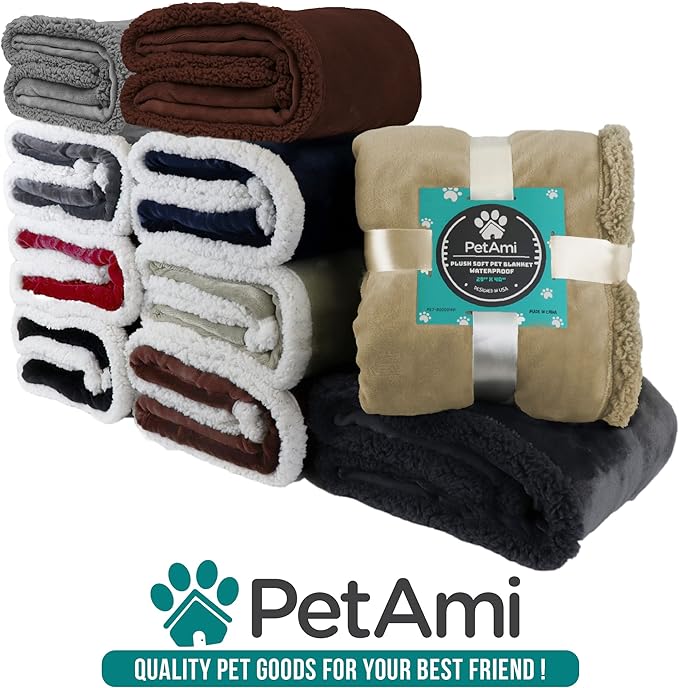PetAmi WATERPROOF Dog Blanket for Medium Large Dog 60x40 Black