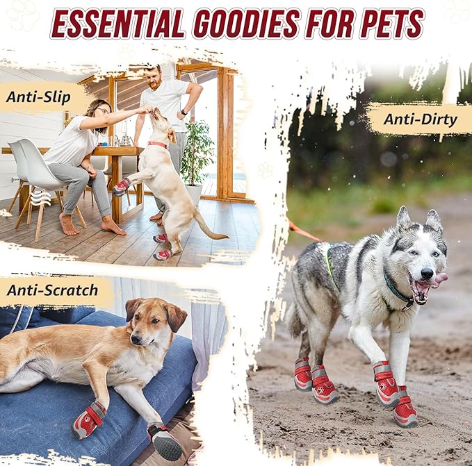 Lukovee Dog Shoes for Large Small Medium Dogs 3)
