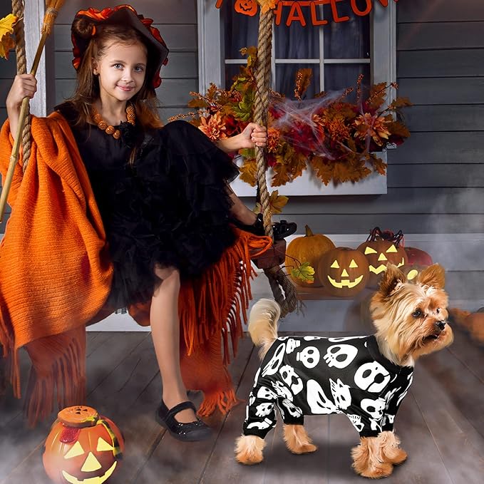 3 Pieces Halloween Dog Pajamas Pet Skull Pajamas