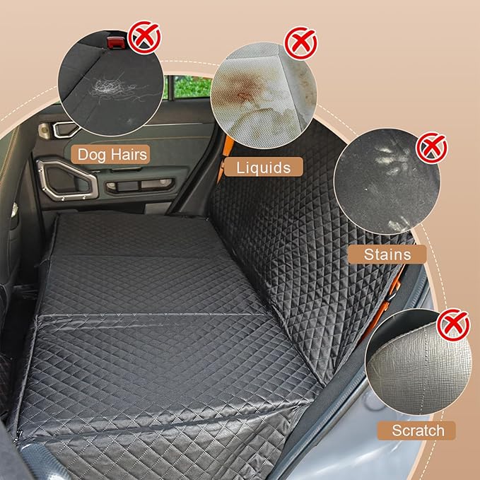 Prodigen Dog Car Seat Cover for Back Seat with Detachable Hard Bottom (54" x 30")