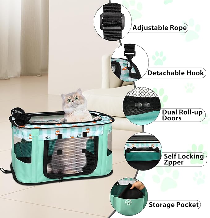 Cat Carrier Pet Carrier for Cat Travel Carrier Soft-Sided Cat Bag Puppy Dog Carrier with Carrying Case and Mat