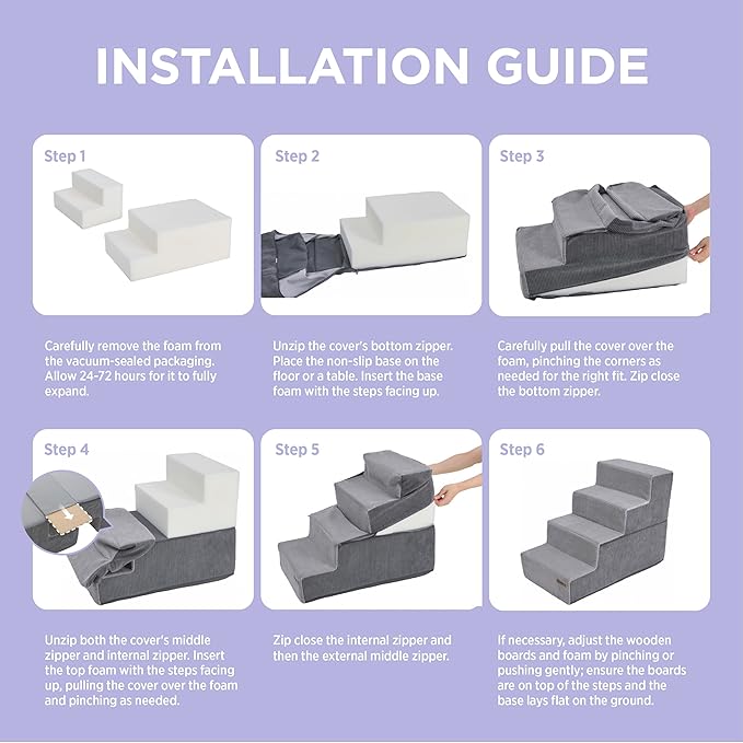 Lesure Dog Stairs for Small Dogs 3 Steps
