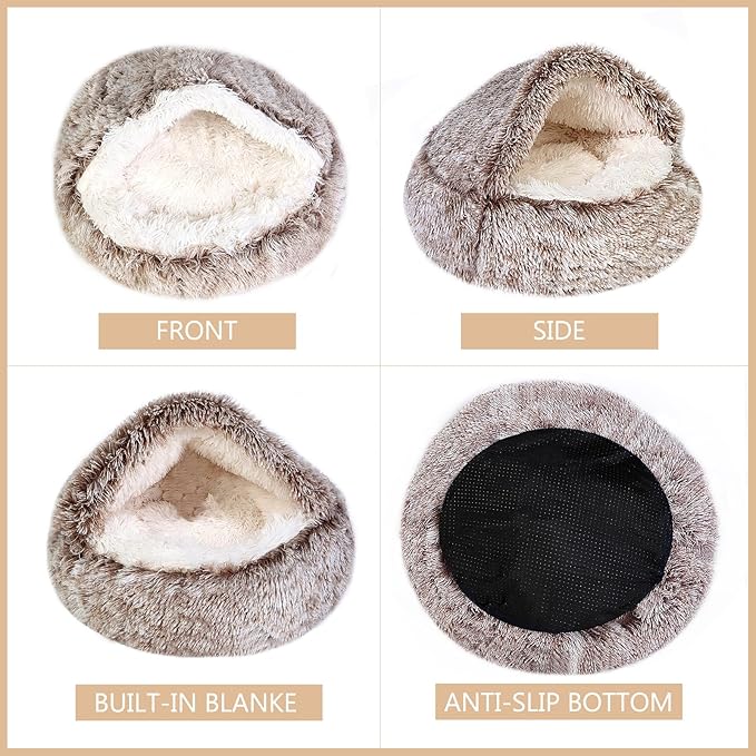 Cozy Dog Bed cat Bed with Cover cave for Small Dogs