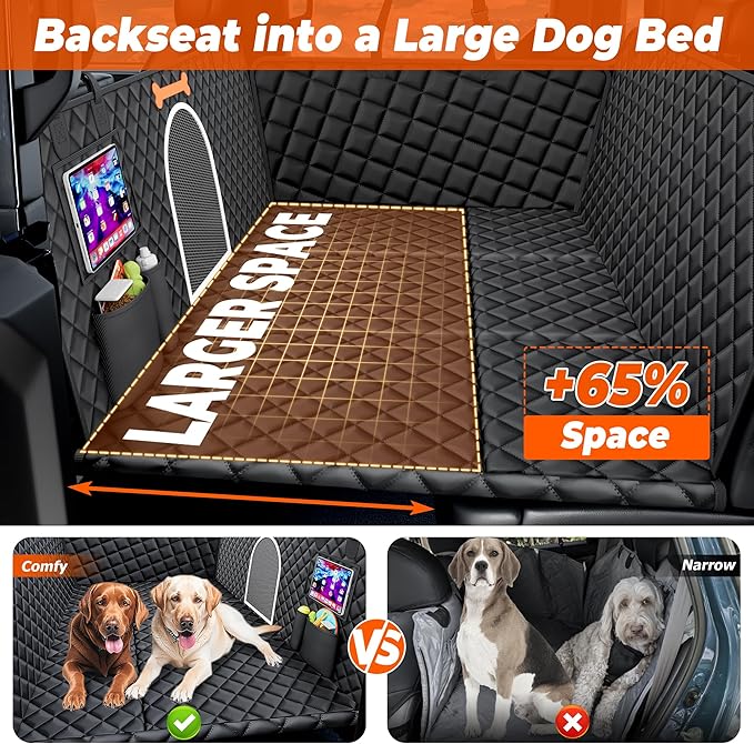 XL Dog Car Seat Cover for Back Seat 6 Foldable