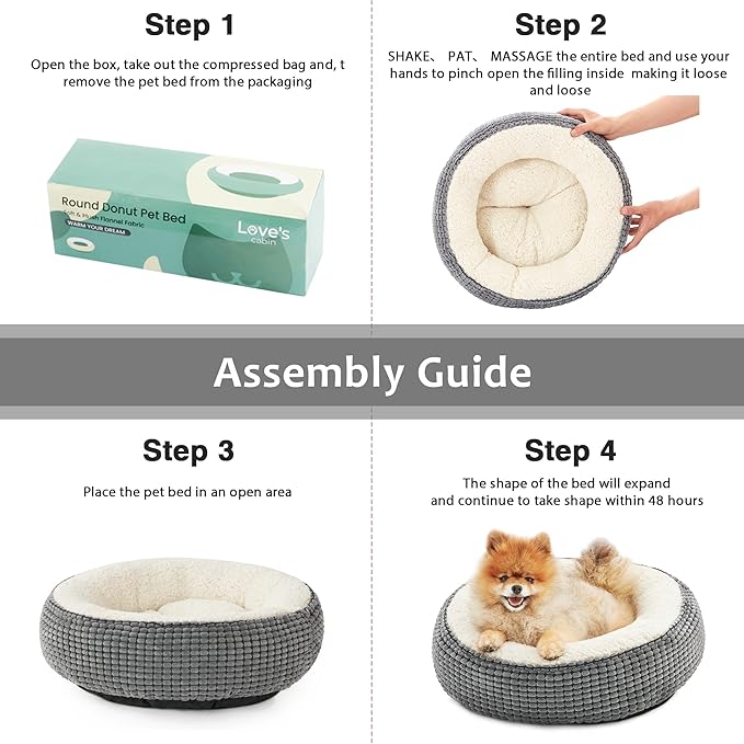 Love's cabin Round Donut Cat and Dog Cushion Bed 20in Pet