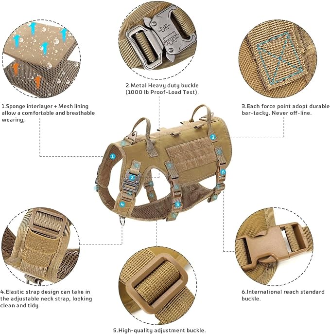 Forestpaw Tactical Dog Harness for Large Dogs