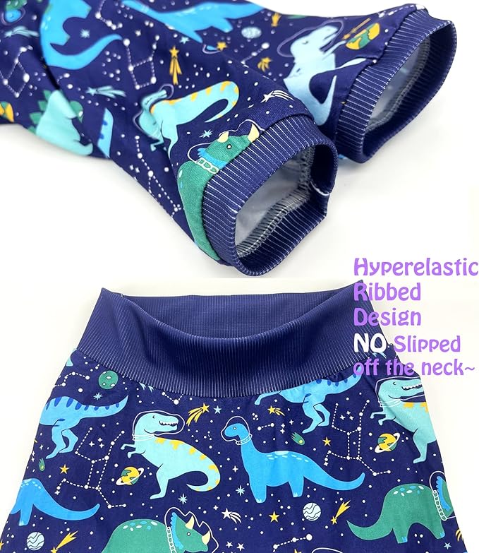Dog Navy T Shirts with Universe Dinosaur Pattern Printed Pet Shirt Softable Pajamas Large Dogs (3XL, Navy)