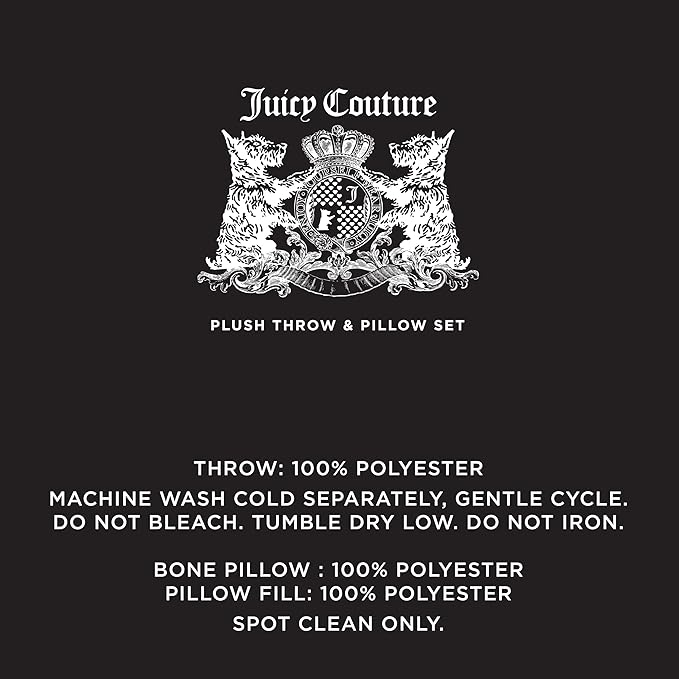 Juicy Couture Grey Leopard with Paws Dog Blanket with Sherpa Bone Shaped Pillow – Plush Puppy Blanket Throw