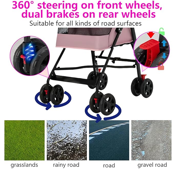 4 Wheels Foldable Pet Stroller