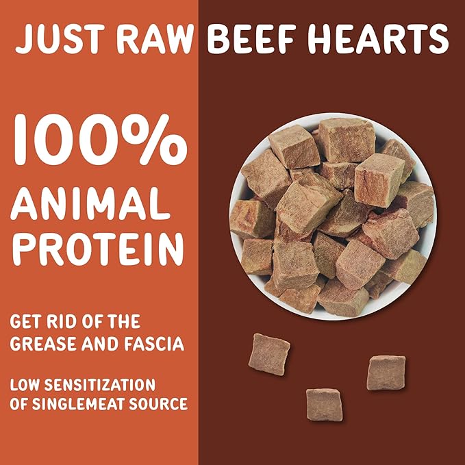 Freeze Dried Beef Hearts for Dogs & Cats 3.5oz, One