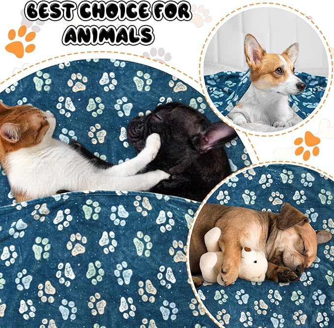 1 Pack 3 Blankets for Dogs Blankets for Large Dogs Medium Dog Blanket Super Soft Fluffy Premium Fleece Pet Blanket Flannel Throw for Dog Puppy Cat Paw Blanket Blue(41x31 inch)