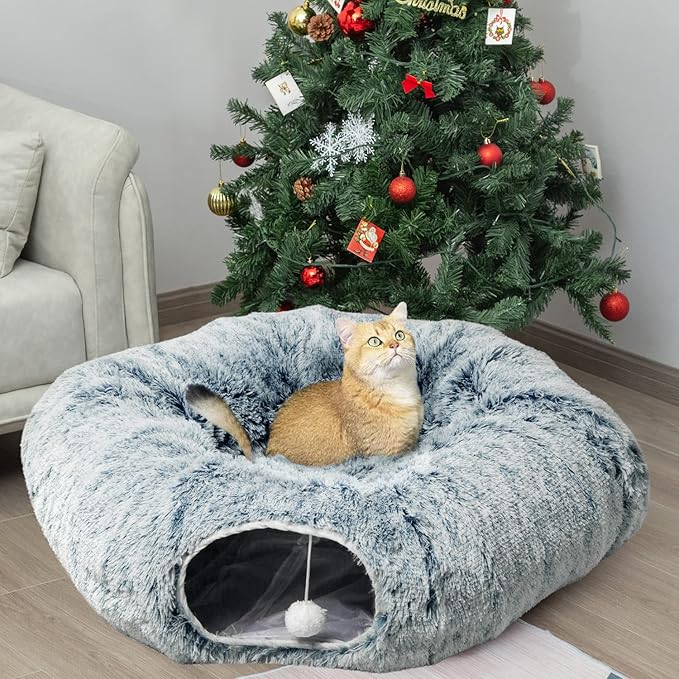 AUOON Cat Tunnel Bed with Central Mat