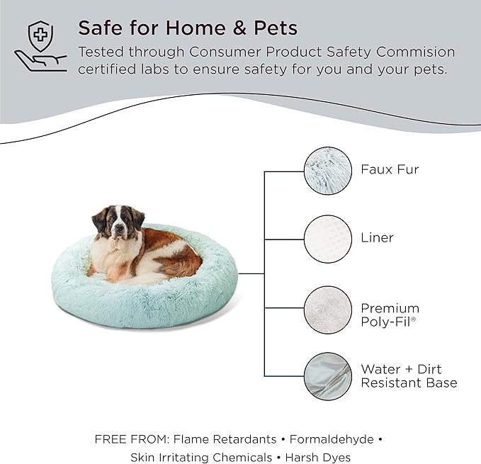 Best Friends by Sheri The Original Calming Donut Cat and Dog Bed in Shag Fur Baby Blue 45"