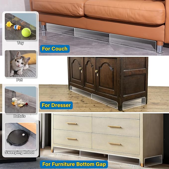 Antimbee Clear Toy Blockers for Under Furniture Furniture(H3.5 4Pack)