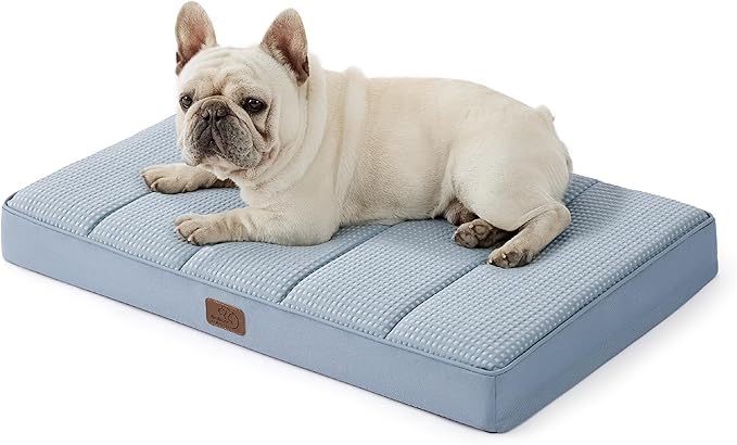 Bedsure Cooling Gel Foam Dog Bed for Large Dogs Cover(30"x20", Blue)