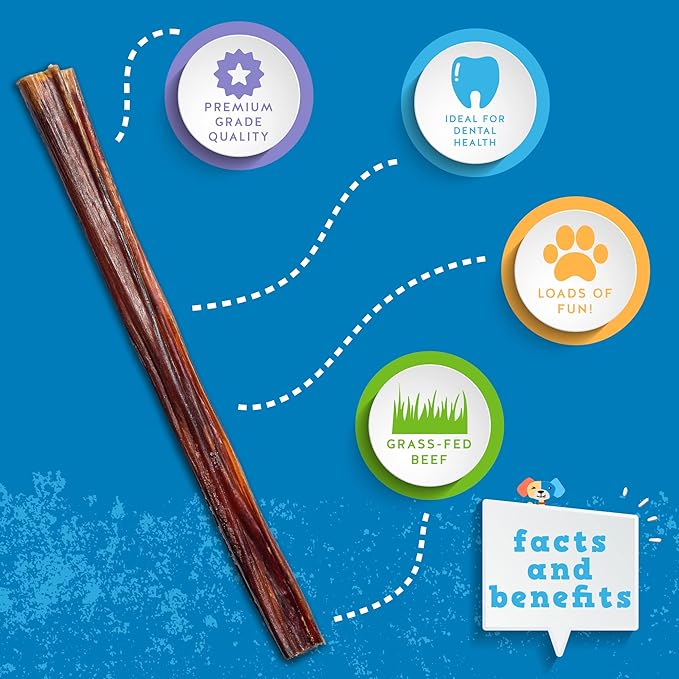 Jack&Pup 6 Inch Skinny Bully Sticks for Small Dogs 100% Beef 30 Pack)