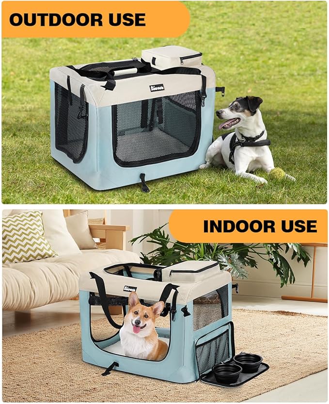 Extra Large Dog Crate with 2 Foldable Bowl 40 Inch (40" L 27" W 27" H,