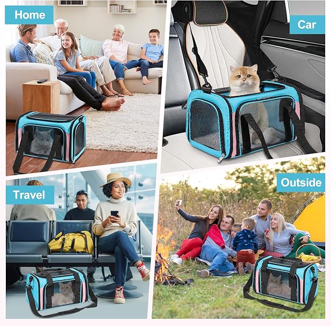 Cat Dog Carrier Up to 15 Lbs TSA Airline Approved Pet Carrier for Small Medium Cats Puppies Dog Carriers for Small Dogs Collapsible Soft Sided Cat Travel Carrier 15.7"x10.2"x10.2"