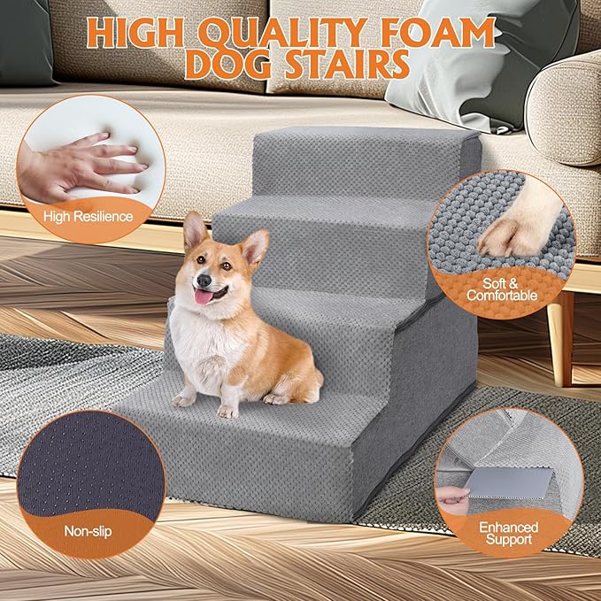 Topmart Dog Stairs for Small Dogs 4-Step,18.1" H,