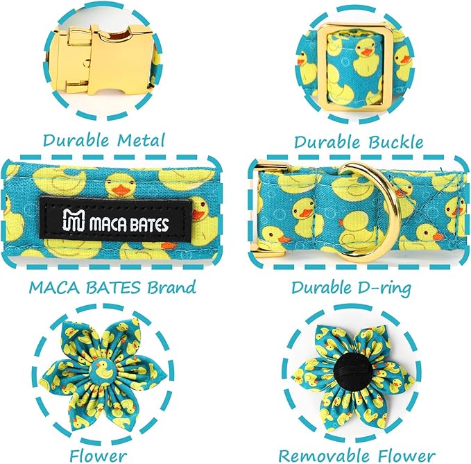 Maca Bates Flower Green Duck Dog Collar