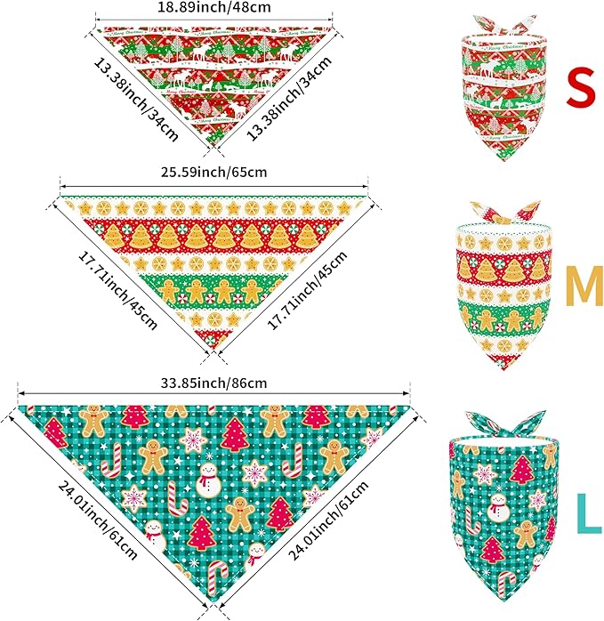 10pcs Christmas Dog Bandanas for Medium Breed Kerchief Triangle Bibs Scarves Snowman Santa Claus Elk Christmas Tree Pattern Girl Boy Grooming Costume