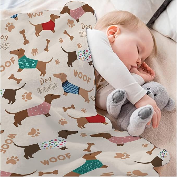 Dachshund Dogs Baby Blanket Food Blanket Gifts Super Soft Swaddle Toddler Blanket 30x40 in