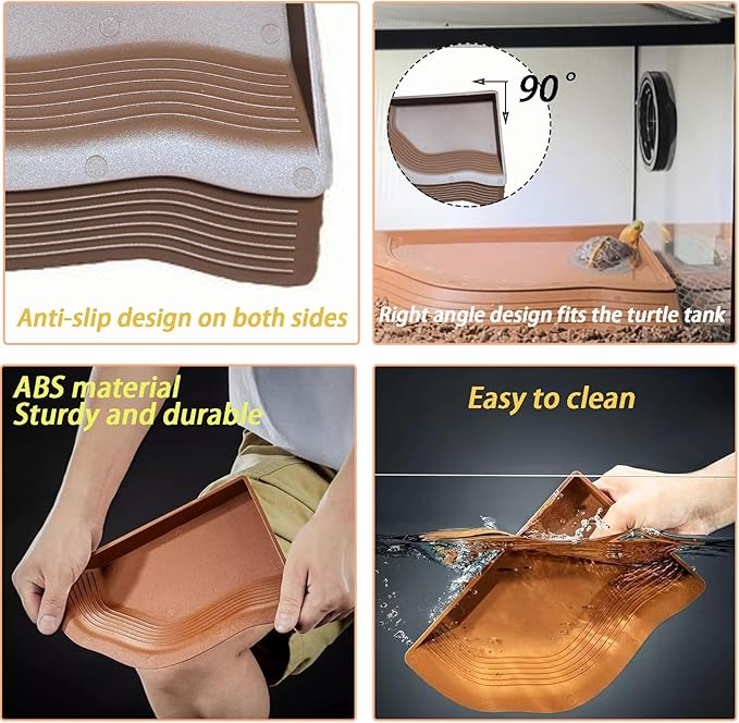 3PCS Tortoise Food Water Bowls with Ramp Leaf Tortoise Food Dish Reptile Food Water Bowls Reptile Bathing Pool Aquarium Ornament for Gecko