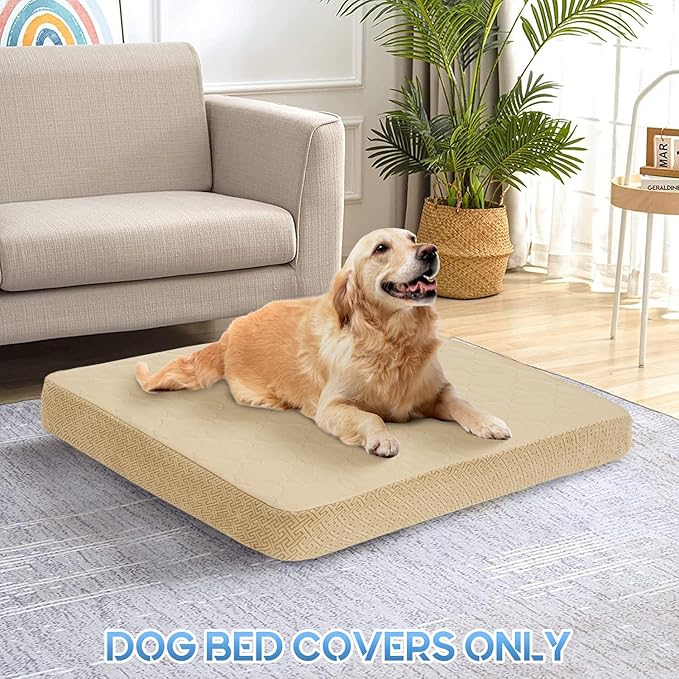 CHHKON Dog Bed Covers Replacement Washable Waterproof Pet Puppy Bed Cover for Dog(Beige 30x20x6 inch)