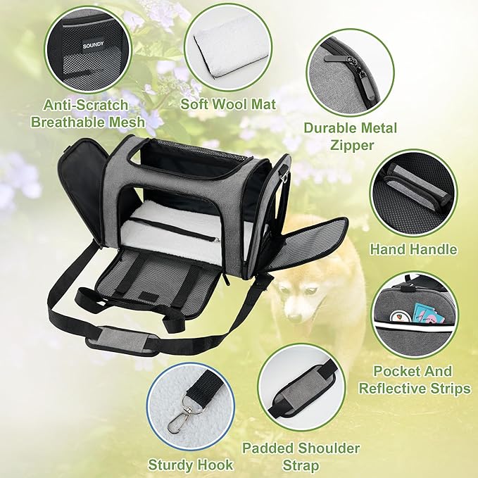 Soundy Large Cat Carrier Dog Carrier Pet Carrier Under 25 Lbs 2 Cats