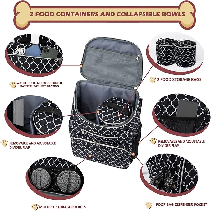 BAGLHER Dog Travel Bag Backpack 2 Silicone 2 Food