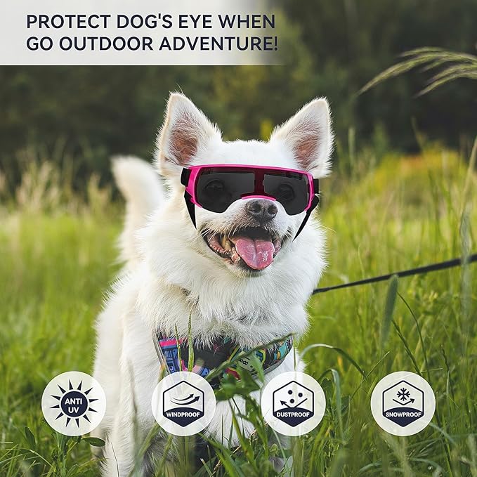 ENJOYING Dog Sunglasses Small Dog Goggles Anti-UV Doggy Glasses for Small Dogs Big Cats Impact/Wind/Dust/Fog Proof Puppy Eye Protection