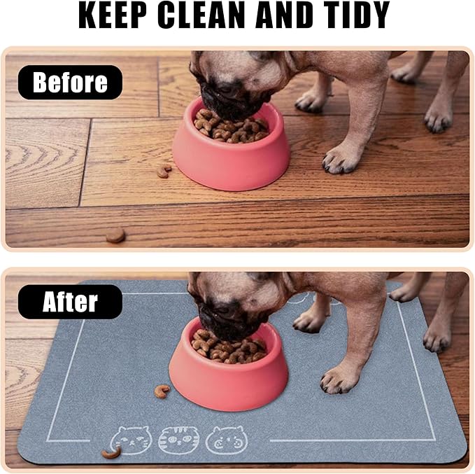 YCT Cat Pet Food Mat 16.9"x24" Navy