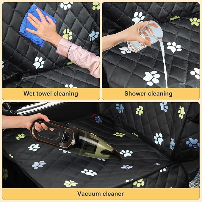 2pcs Dog Car Seat Cover for Front Durable Colored Paw Prints Waterproof Protector Against Dirt Scratch Proof Non Slip Padded Quilted Front Seat Covers for Dog for Cars