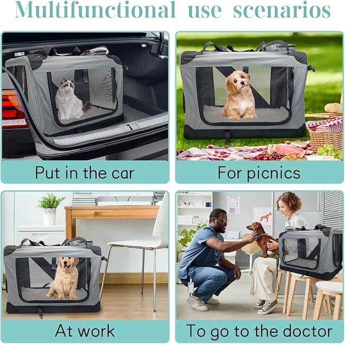 Fhiny Large Cat Carrier for 2 Cats 24"x17"x17" Soft 35 Lbs