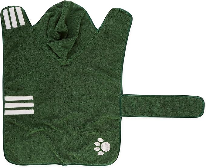 Bone Dry Pet Robe Collection Embroidered Absorbent Microfiber Bath Robe with Adjustable Closure
