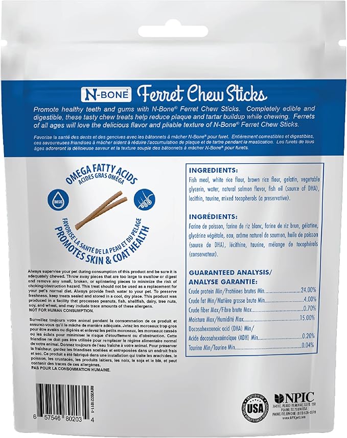N-Bone Ferret Chew Sticks Salmon Flavor 3.74-oz Bag