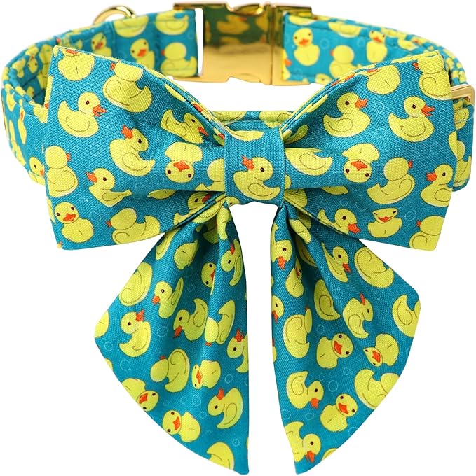 Maca Bates Duck Dog Collar with Bow Bowtie