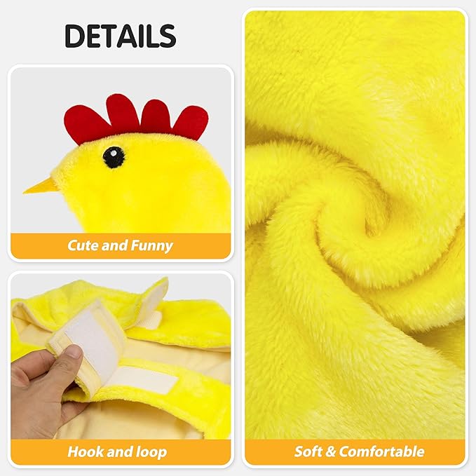 cyeollo Dog Chicken Costume Pet Funny Halloween Costumes Cosplay Holiday Outfits Cute Dog Hoodies Coats for Small Medium Large Dogs, Yellow Chicken L