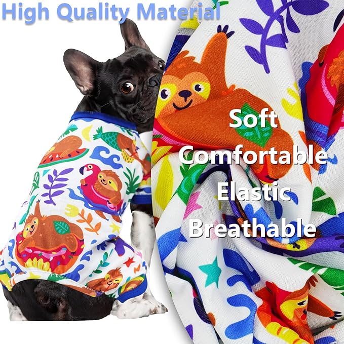 Dog Pajamas Spring Summer Dog Clothes for Small Medium Dogs Girl Boy Cute Soft Puppy Pjs Clothes Doggie Onesies Cat Pet Jammies Outfit (Sloth