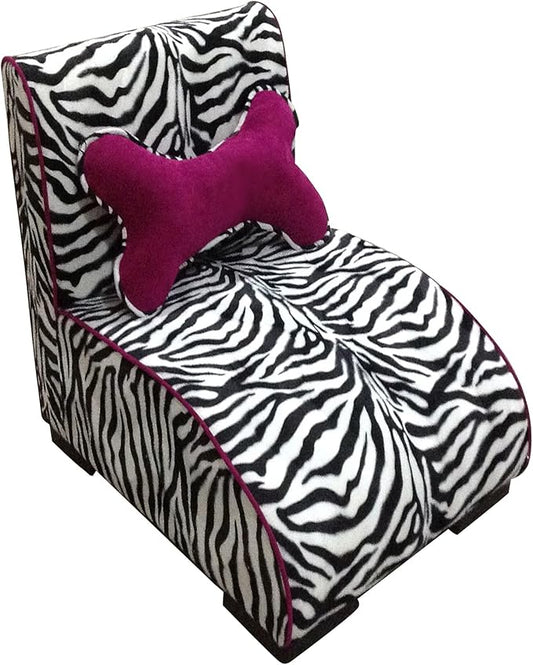 Ore International Upholstered Pet Lounge Bed with Zebra Print 22.75"