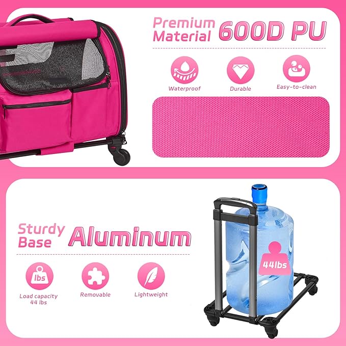 Cat Carrier with Wheels 20 lbs,